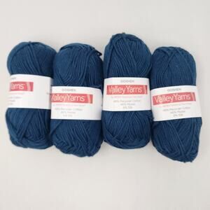 4 Valley Yarns Goshen Bermuda Blue 027, 92 Yards 50 g. Cotton Modal Silk NWT
